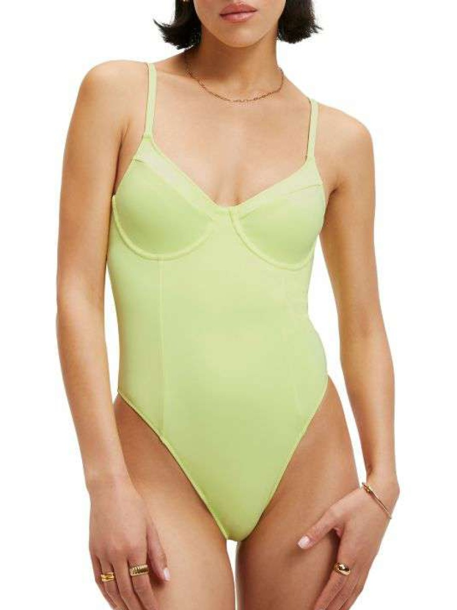 New Good American Good Scuba Show-Off One-Piece Swimsuit