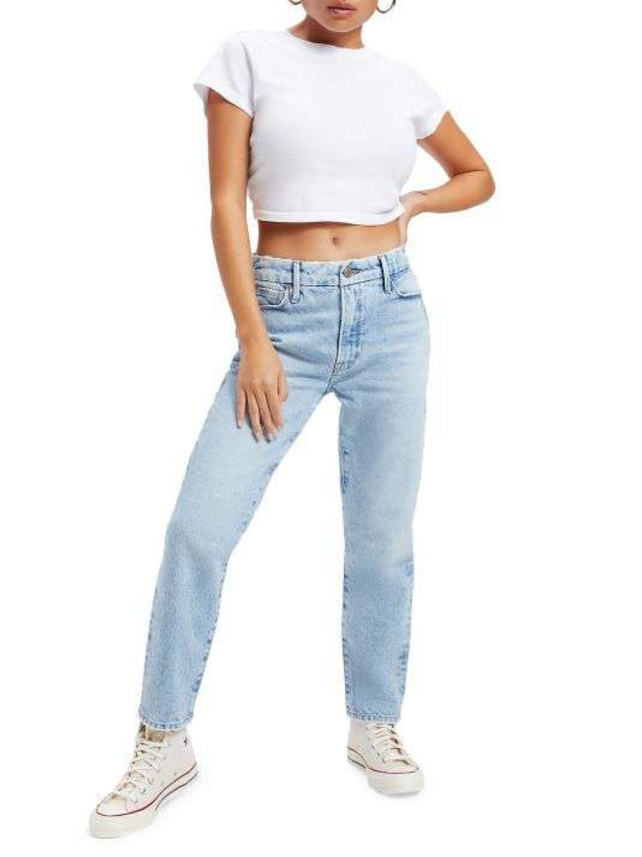 New Good American Good Girlfriend High-Rise Straight-Leg Jeans