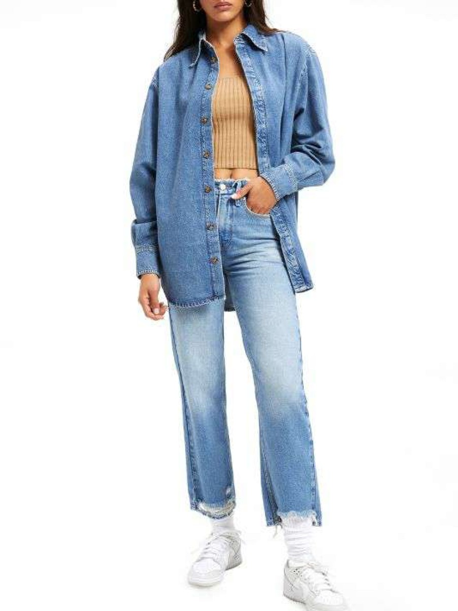 Clearance Good American Boyfriend Denim Shirt