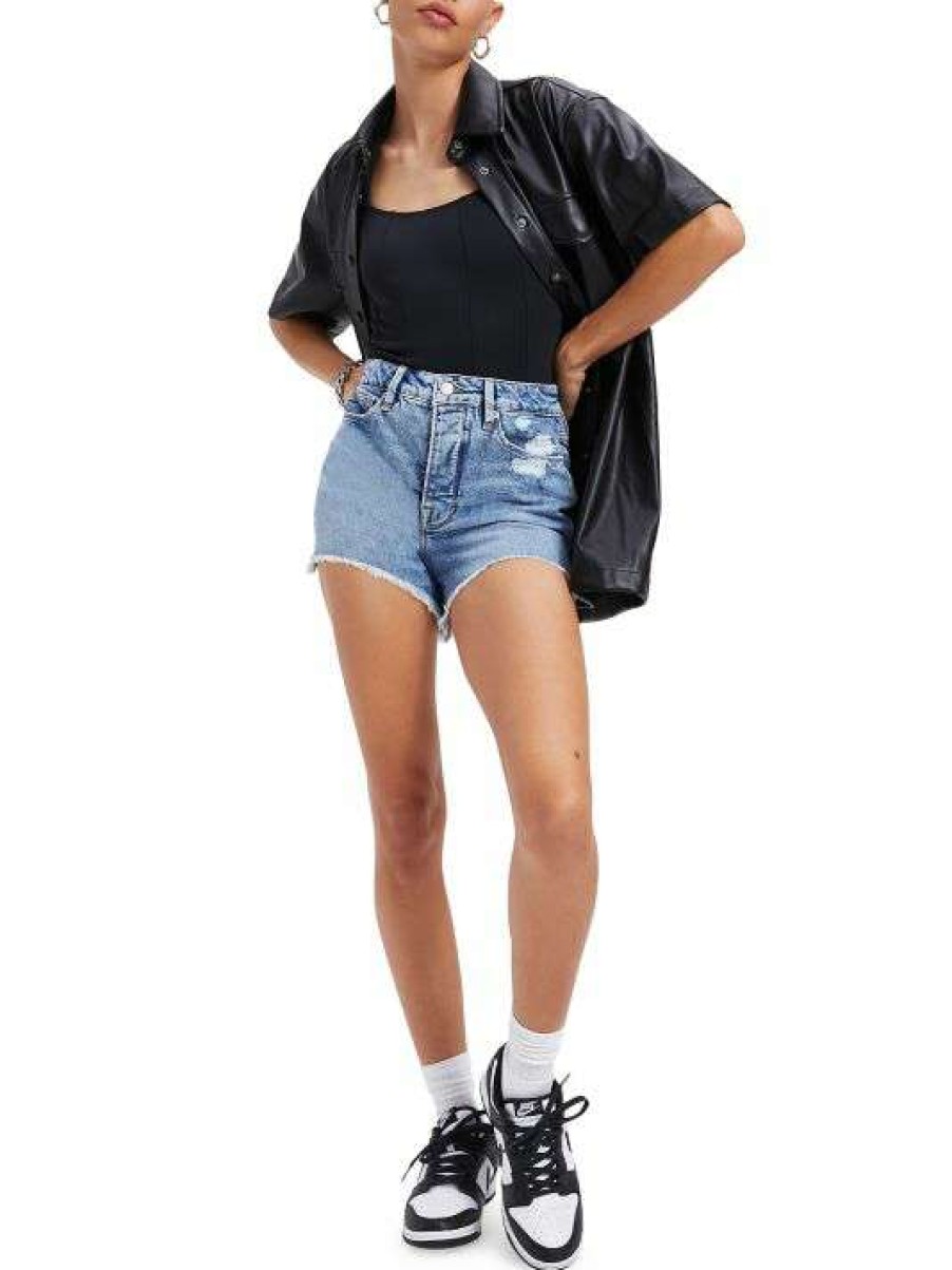 New Good American The Bombshell High-Rise Denim Shorts