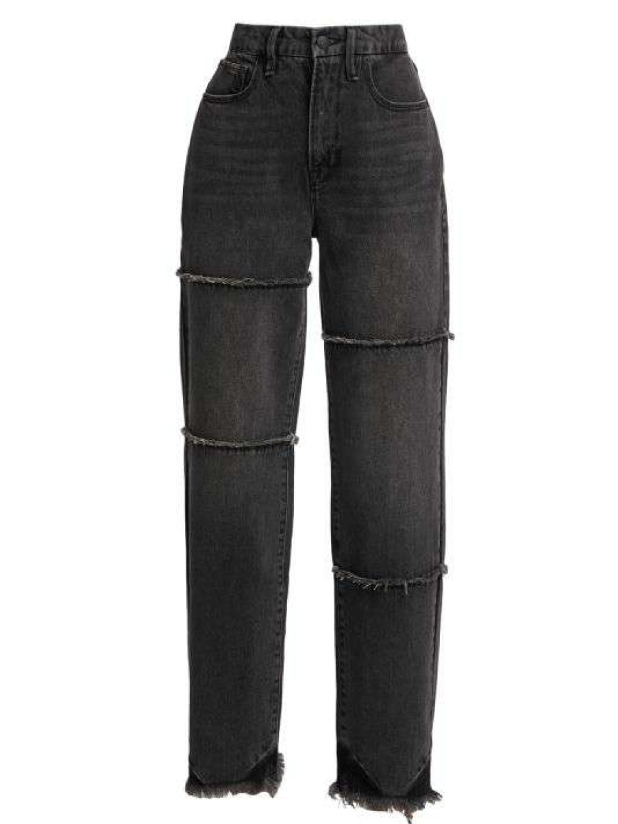 Clearance Good American Good '90S High-Rise Frayed Seam Straight-Leg Jeans