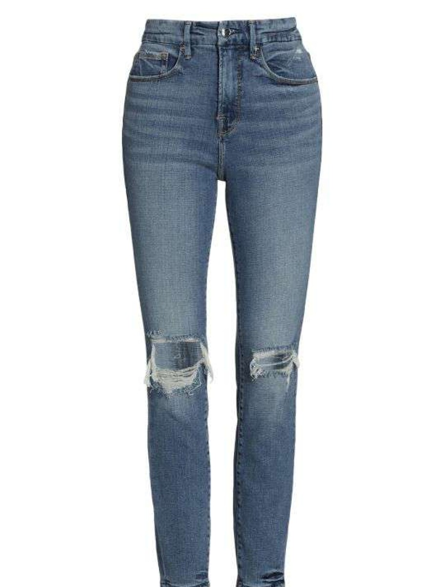 Online Good American Good High-Rise Distressed Stretch Sculpting Skinny Jeans