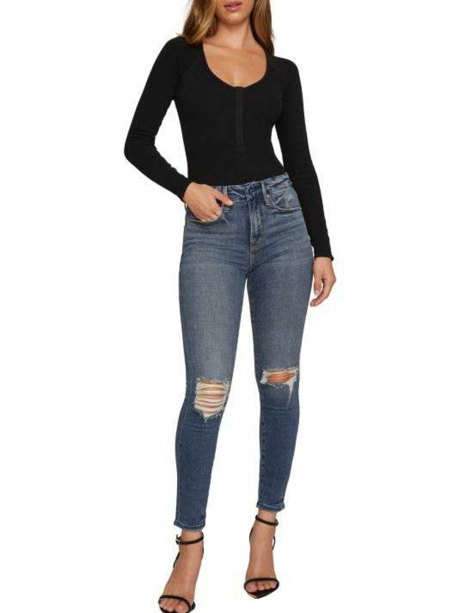 Online Good American Good High-Rise Distressed Stretch Sculpting Skinny Jeans