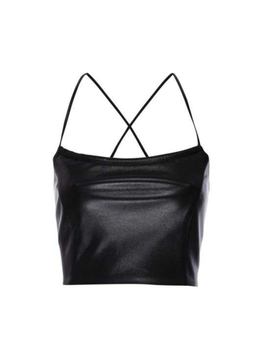 Best Good American Vacay Strappy Faux Leather Top