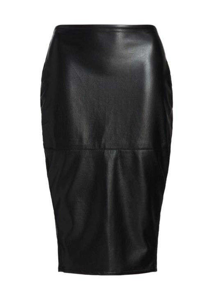 Hot Good American Better Than Leather Faux-Leather Midi-Skirt