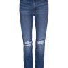 Hot Good American Good Straight Mid-Rise Distressed Stretch Straight-Leg Jeans