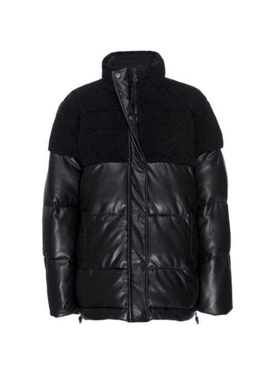 Clearance Good American Faux Leather Cocoon Puffer Jacket