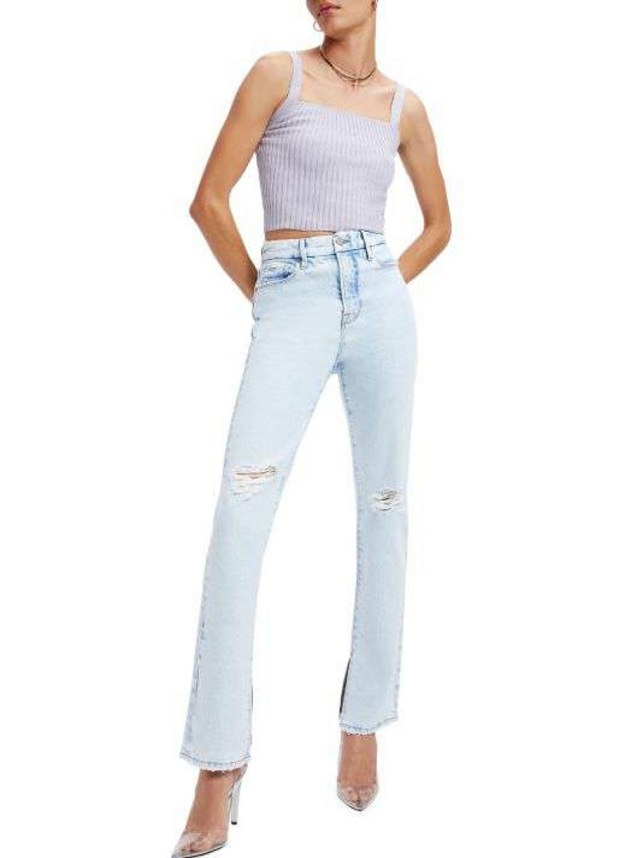 Hot Good American Good Boy Distressed High-Waisted Stretch Jeans